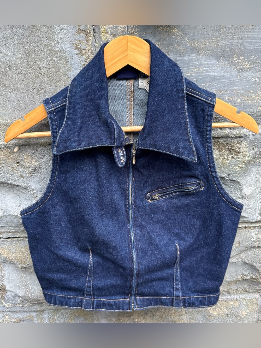 Vintage Gap Denim Vest Top Womens Small USA Y2K Zip Up 2000s Cropped